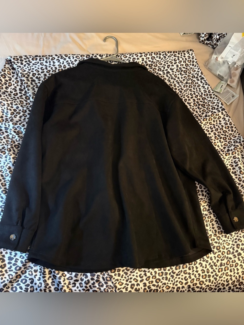Black Lightweight Button-Front Shirt Jacket - Classic Casual Layer - Picture 8 of 8